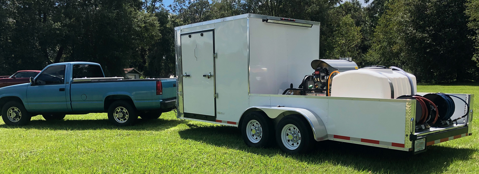 Abel Hood Cleaning truck and trailer